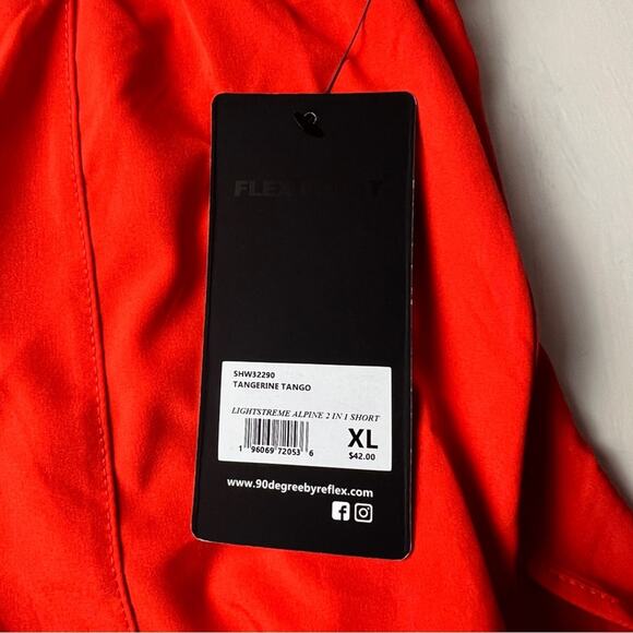 90 Degrees Orange Drawstring  Athletic Sporty Running Two Layer Shorts Sz XL NWT - Picture 10 of 11